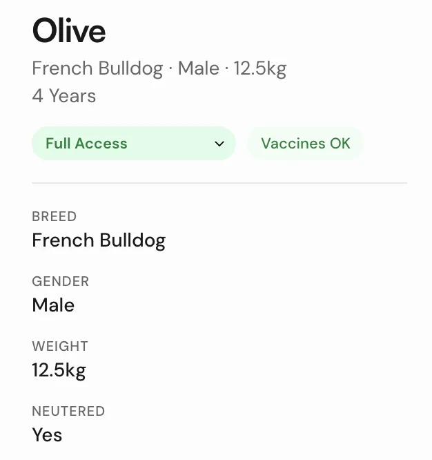 Dog clearance on profile